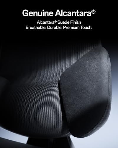 Hbada X7 Prestige Smart Ergonomic Office Chair, with AI Lumbar Support, Massage & Ventilation, 4D Dual-Axis Headrest, Alcantara® Suede, Adaptive 8-Way Lumbar Support, Black