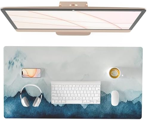 QiyI PU Leather Large Mouse Pad, Office Decor, 31.5" x 15.7", Mountain
