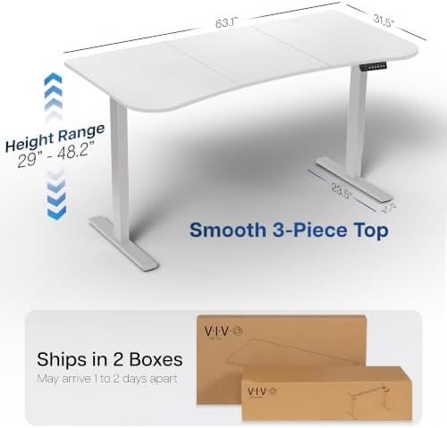 VIVO White 63 x 32 in Standing Desk, DESK-KIT-1G1W