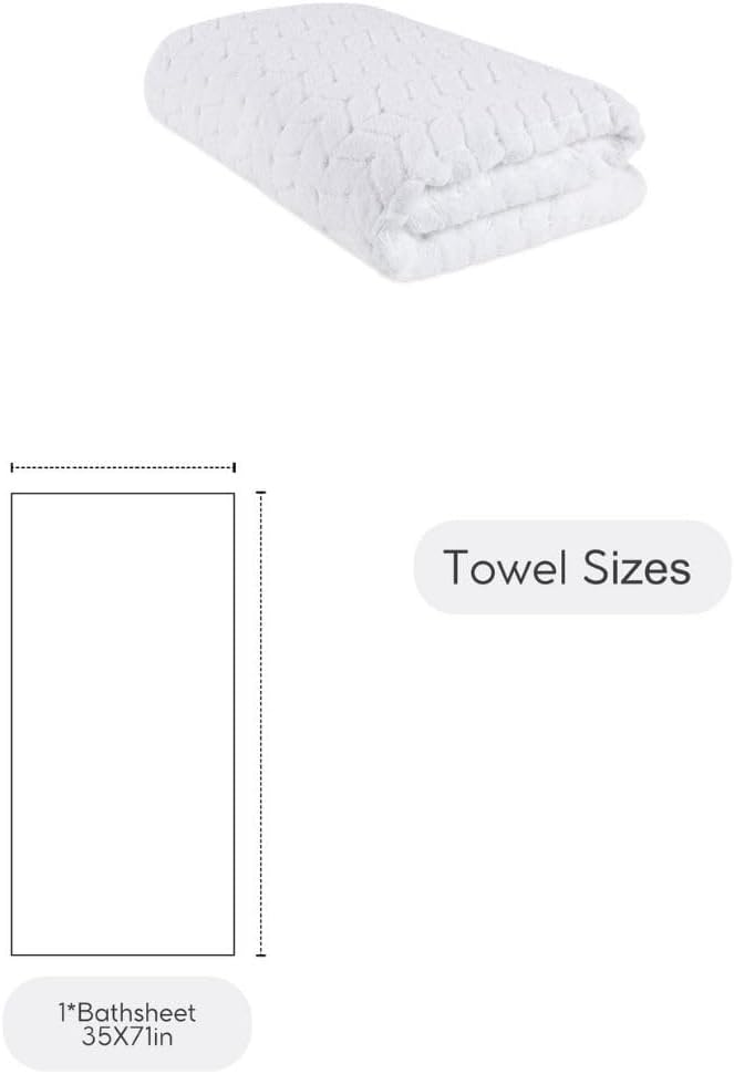 Turkish Cotton Ultra-Soft Plush Absorbent Quick Dry Bathroom Towel Set, Made in Turkey (White, Bath Sheet)