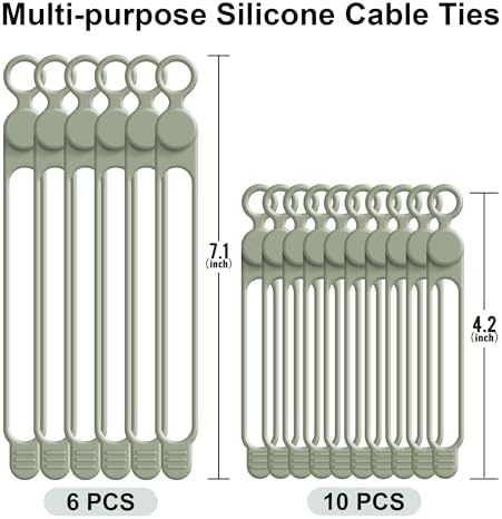 Silicone Cable Ties, Cord Organizer Cable Management,2Sizes-Green