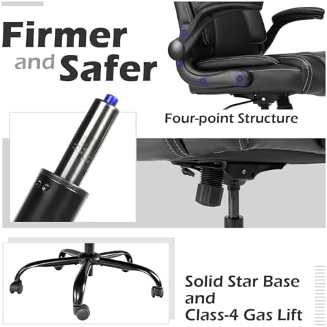 Flip-Up Arms Executive Office Chair, 300lbs, Hydrolysis-Resistant Leather