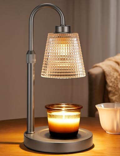 Gray Candle Warmer Lamp with Timer, Dimmable Candle Warmer for Jar Candles, Height Adjustable Wax Melts Warmer, Birthday Gifts for Women Mom, House Warming Gifts New Home Decor