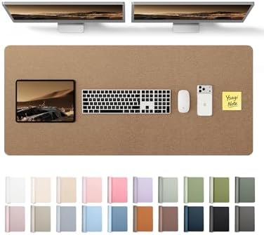 YSAGi Leather Desk Pad Protector, Office Desk Mat, Large Mouse Pad, Non-Slip PU Leather Desk Blotter, Laptop Desk Pad, Waterproof Desk Writing Pad for Office and Home (Shiny Bronze, 47" x 17")