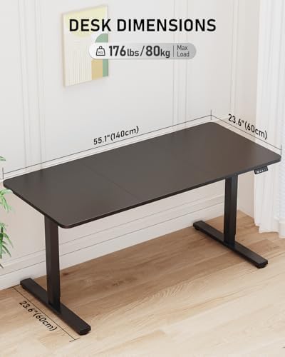 55" Large Electric Standing Desk Adjustable Height for Home Office