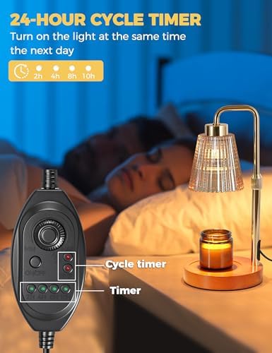 Modern Candle Warmer Lamp with 24h Cycle Timer, Dimmable Wax Melt Warmer