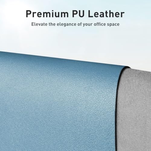 Aothia Faux Leather Desk Mat for Keyboard & Mouse (Sky Blue, 48" x 17")