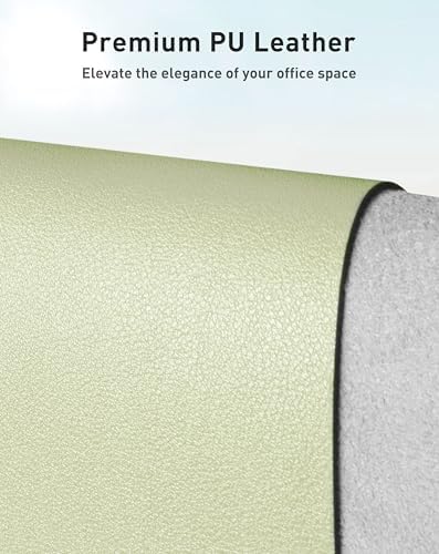 Aothia Faux Leather Desk Mat - Large Mouse Pad, Non-Slip PU Leather Blotter, Waterproof Writing Surface for Office and Home (Grass Green, 42" x 17")