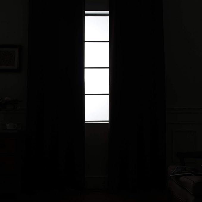 Yakamok 100% Blackout Curtains 84 Inches Long, 2 Thick Layers Heat and Full Light Blocking Soft Thermal Insulated Drapes for Bedroom(70" Wide Each Panel, Grey, 2 Panels)