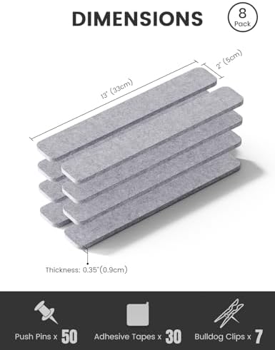 Fluxynara 13" x 2" Felt Wall Panels, Soft Gray