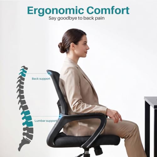 OLIXIS Ergonomic Office Desk Chair, Mid-Back Executive Computer Chair