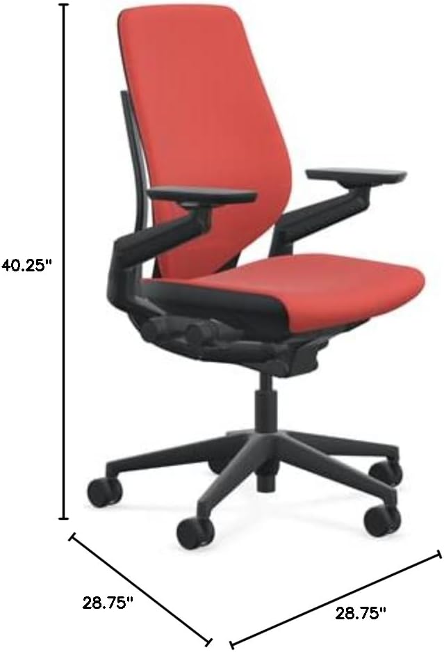 Steelcase Gesture Office Chair - Era Saffron Fabric, Medium Seat Height, Shell Back, Black on Black Frame, Lumbar Support, and Standard Carpet Casters