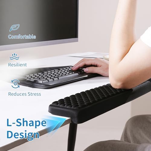 MEKASS L-Shaped Desk Elbow Pad for Desk, Memory Foam Elbow Support Padding with Non-Slip, Ergonomic Desk Edge Cushion, Wrist Comfort Support for Office Home 2 Pcs (Ellipse Black)