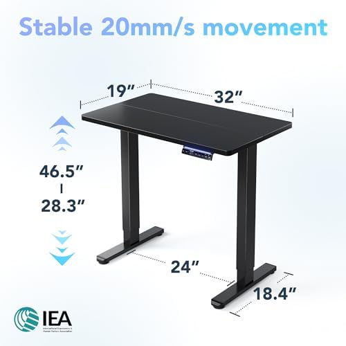 HUANUO AI-Powered Smart Electric Standing Desk, 32 Inch, Black