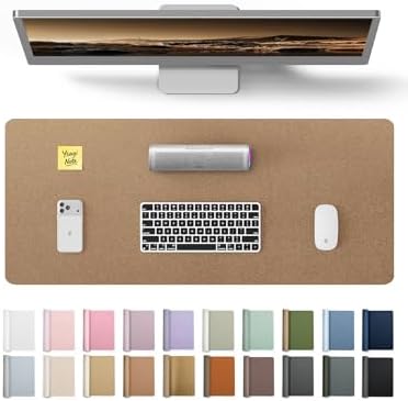 YSAGi Leather Desk Protector, Office Mat, Large Mouse Mat, Non-Slip PU Leather Blotter, Laptop Desk Pad, Waterproof Writing Pad for Office and Home (Shiny Bronze, 23.6" x 13.8")