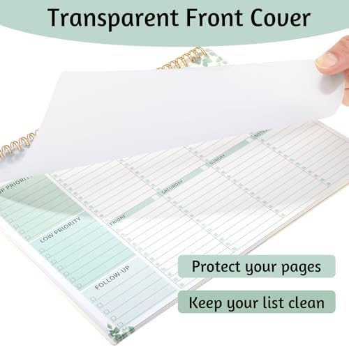 Thboxes Weekly To Do List Notepad, 8.5"x11" Desk Planner 52 Sheets, Leaves