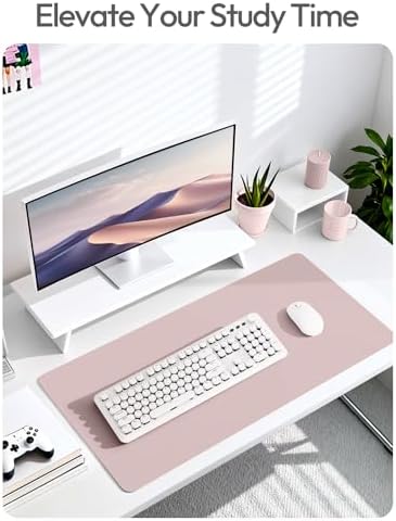 YSAGi Leather Desk Pad Protector, Office Desk Mat, Large Mouse Pad, Non-Slip PU Leather Desk Blotter, Laptop Desk Pad, Waterproof Desk Writing Pad for Office and Home (Grayish Lavender,55" x 17.2")