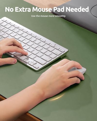 YSAGi PU Leather Desk Pad Protector – Non-Slip Waterproof Desk Mat for Office & Home, Easy Clean Large Mouse Pad & Laptop Writing Blotter 23.6"x13.8" Bamboo Green