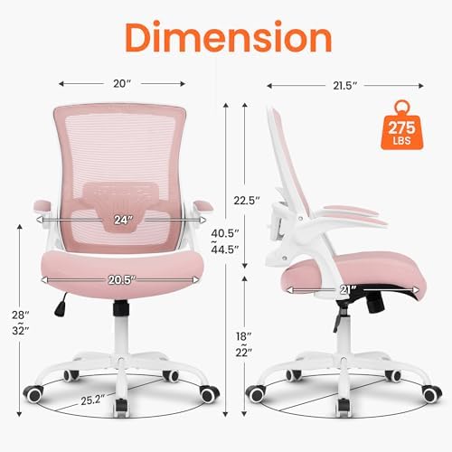 NEO CHAIR Office Desk Mesh Chair with Adjustable Ergonomic Lumbar, Pink