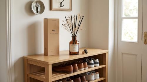 WEALD TRIBE Flower Reed Diffuser Set Clean White Linen Scent for Bathroom Air Fresheners | 4.0 fl oz Essential Oils with Sticks Home Fragrance Defusers | House Bedroom Office Shelf Decor & Gift