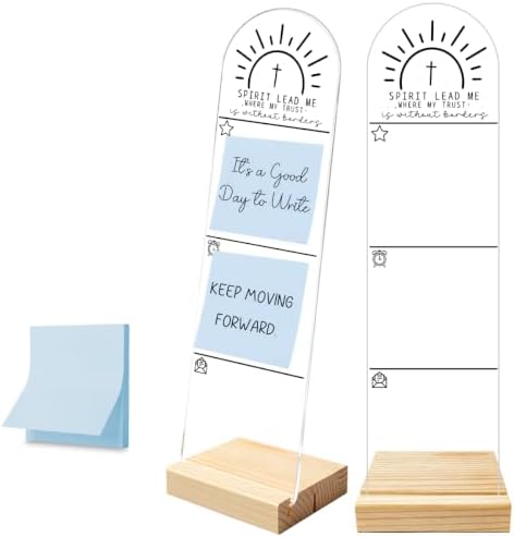 Monitor Memo Board, Sticky Note Holder, Message Board, Acrylic Desk Organizer with Wooden Base with 100Pcs 3X3 Inch Notes Spirit Lead Me Where My Trust is Without Borders
