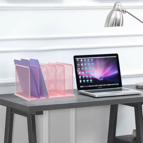 Kuntine.B 5-Section Upright Desk File Organizer Pink 1 Pack