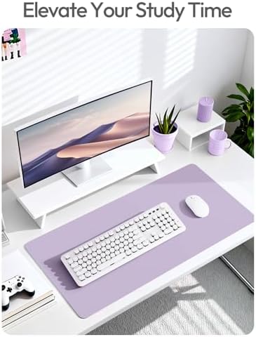 YSAGi Leather Desk Protector, Office Mat, Large Mouse Mat, Non-Slip PU Leather Blotter, Laptop Desk Mat, Waterproof Writing Pad for Office and Home(Light Purple, 63" x 17.2")