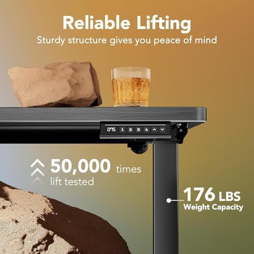 HUANUO 71x30 Inch Electric Standing Desk, Height Adjustable, Walnut
