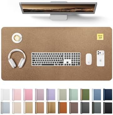 YSAGi Leather Desk Protector, Office Mat, Large Mouse Mat, Non-Slip PU Leather Blotter, Laptop Pad, Waterproof Writing Pad for Office and Home (Shiny Bronze, 31.5" x 15.8")