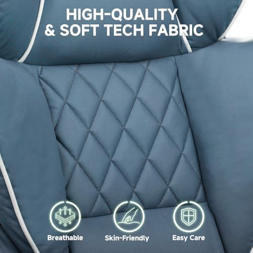 COMHOMA Big and Tall Gaming Chair with Pocket Spring Lumbar Support, Ergonomic Office Chair with Footrest, Executive Desk Chair with Outward Fixed Soft Armrests, Computer Chair with High Back, Blue
