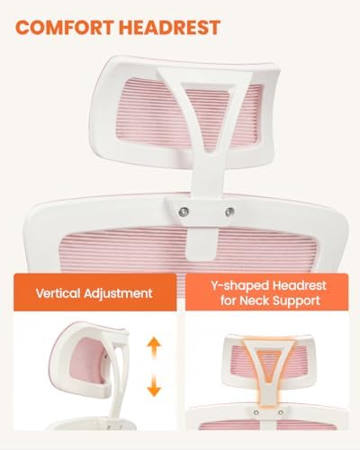 NEO CHAIR Office Chair with Adjustable Ergonomic Lumbar Headrest, Pink