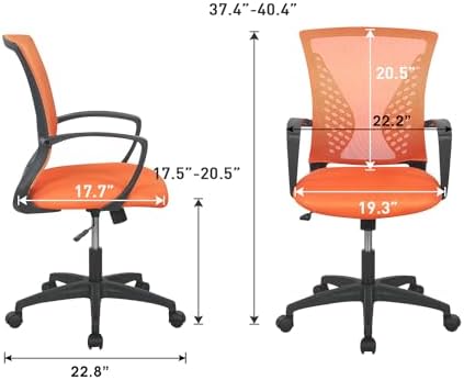 FDW | Mid Back Office Chair | Orange | with Lumbar Support, 360 Swivel