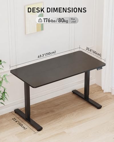 44" Small Electric Standing Desk Adjustable Height for Home Office