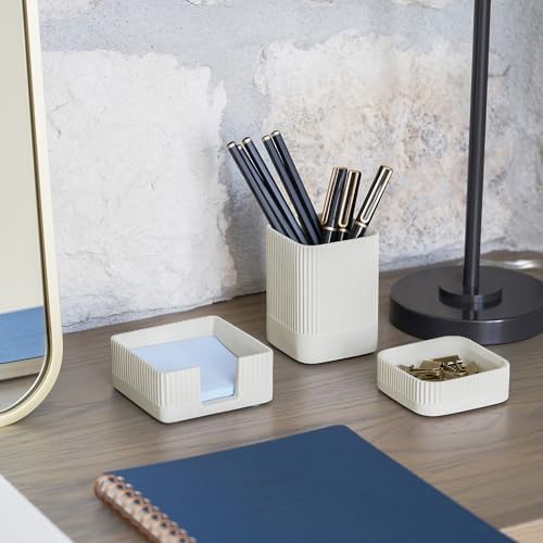 Aesthetic Desk Organizer Set of 3 - Sturdy Concrete Office Accessories