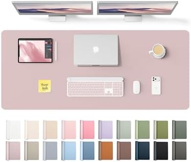 YSAGi Leather Desk Pad Protector, Office Desk Mat, Large Mouse Pad, Non-Slip PU Leather Desk Blotter, Laptop Desk Pad, Waterproof Desk Writing Pad for Office and Home (Grayish Lavender,55" x 17.2")