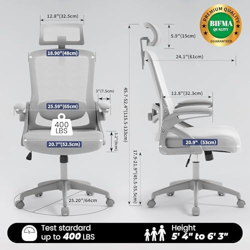 Fizzin Office Chair Mesh Computer Chairs with Adjustable Lumbar Support