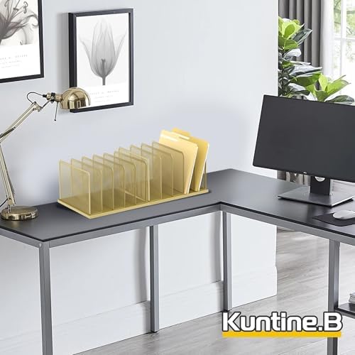 Kuntine.B 5-Section Upright Desk File Organizer Gold 1 Pack