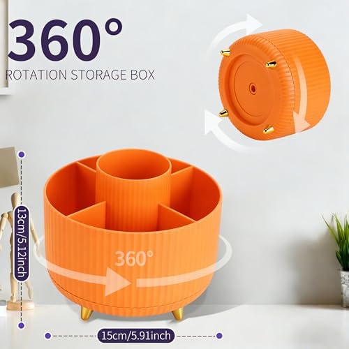 Camelmother 360°Rotating Pen&Pencil Holder For Desk With 5Slots Cute Office
