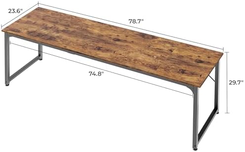 Huuger Computer Desk, 80 Inch Office Desk, Gaming Desk with Storage, Writing Desk Work Desk for Home Office, Study, Long Simple Desk, Large Legroom, Metal Frame, Rustic Brown