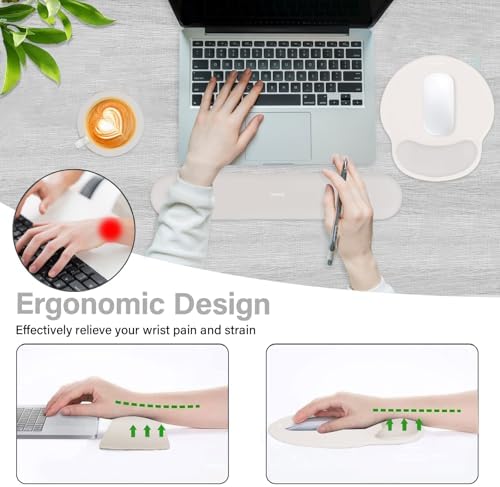 MOSISO Wrist Rest Support for Mouse Pad&Keyboard Set, Stone Gray