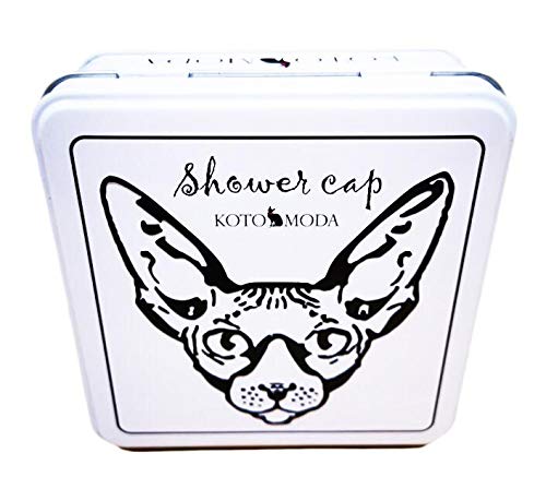 20 Transparent Shower Caps for Sphynx Cats in Decorative Tin Gift Box - Waterproof Bath Protection, Thoughtful Cat Lover Gift Set