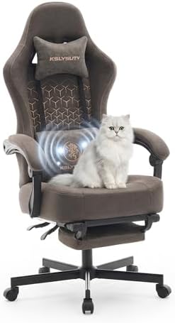 Desk Computer Gaming Chair - Ergonomic Game Office Chair with Extended Footrest and Massage Lumbar Support, Home Gamer Video Game Chairs with Spring Cushion for Adults (Pro Grey Leather)