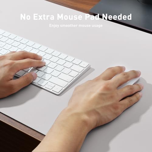 Aothia Faux Leather Desk Mat - Non-Slip PU Leather Desk Blotter, Waterproof Writing Surface, Large Desk Pad for Office & Home (Pale Lavender White, 55" x 17")