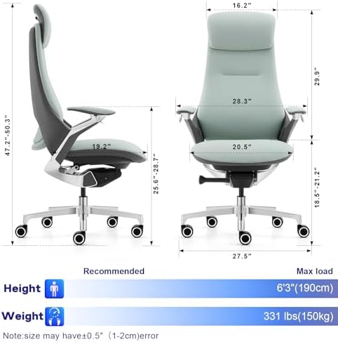 Genuine Leather Executive Office Chair，Top-Grain Cowhide, Ergonomic Design