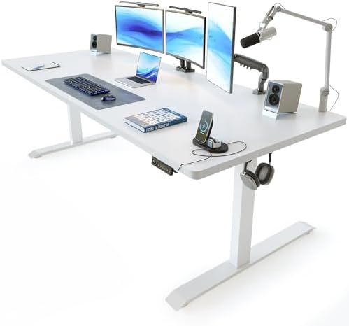 FEZIBO Standing Desk 71 × 37 Inch Electric Height Adjustable, White