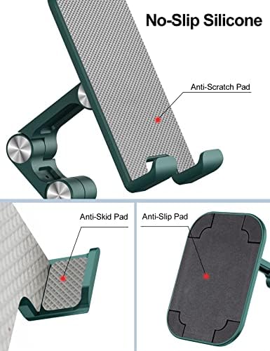 OCYCLONE Phone Stand, Adjustable Height and Angle Foldable Cell Phone Stand Holder for Desk, Taller iPhone Stand Compatible with 4.7"-13" Smartphones iPad Tablet, Green