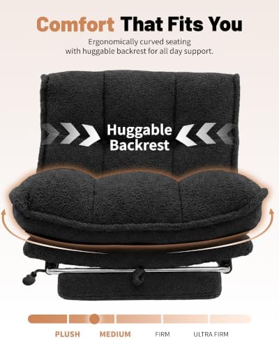 Criss Cross Office Chair, Cross Legged Armless Chair with Footrest