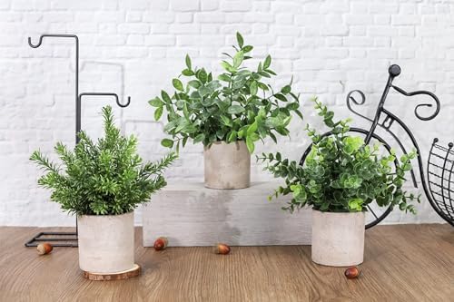 Der Rose 3 Pack Fake Plants Mini Faux Plants for Shelf Classroom Decor