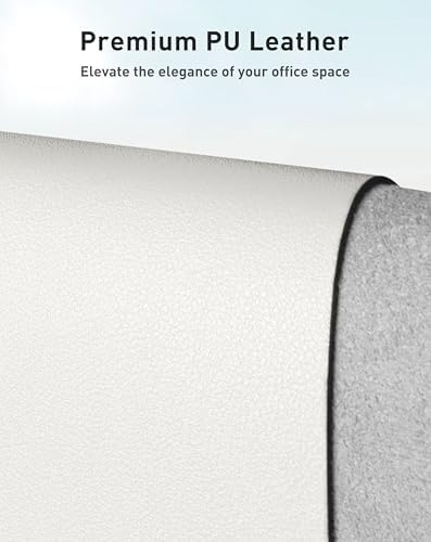 Aothia Faux Leather Desk Mat - Large Mouse Pad, Non-Slip PU Leather Blotter, Waterproof Writing Surface for Office and Home (Off-White, 42" x 17")