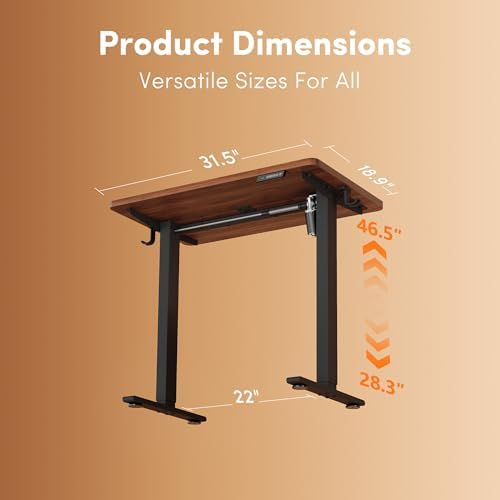 FEZIBO Standing Desk 32 × 19 Inch Electric Height Adjustable, Black Walnut